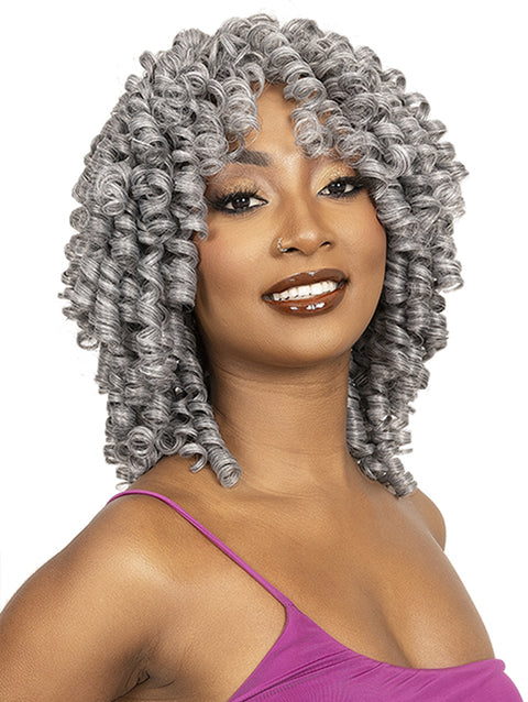 Janet Collection Remy Illusion Human Hair Blend Short Weave 3pcs - BOUNCY