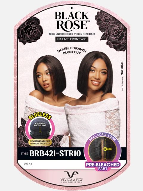 Vivica A Fox Black Rose 100% Human Hair CENTER PART STRAIGHT CLASSIC BOB" HD Lace Part Wig