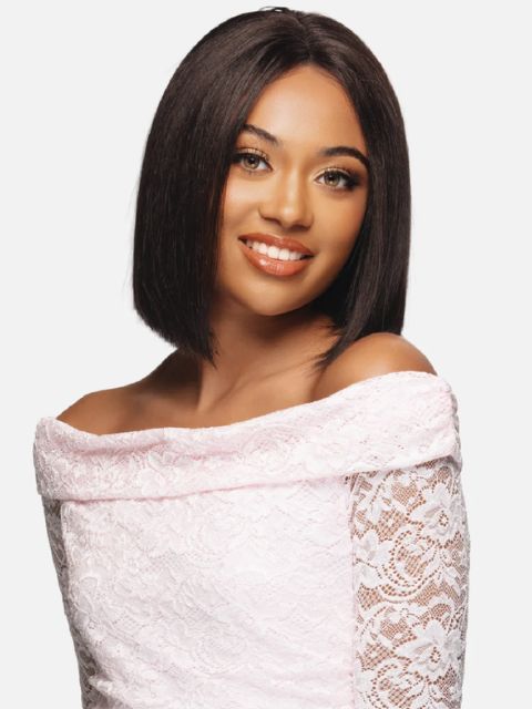Vivica A Fox Black Rose 100% Human Hair CENTER PART STRAIGHT CLASSIC BOB" HD Lace Part Wig