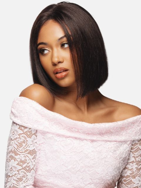 Vivica A Fox Black Rose 100% Human Hair CENTER PART STRAIGHT CLASSIC BOB" HD Lace Part Wig
