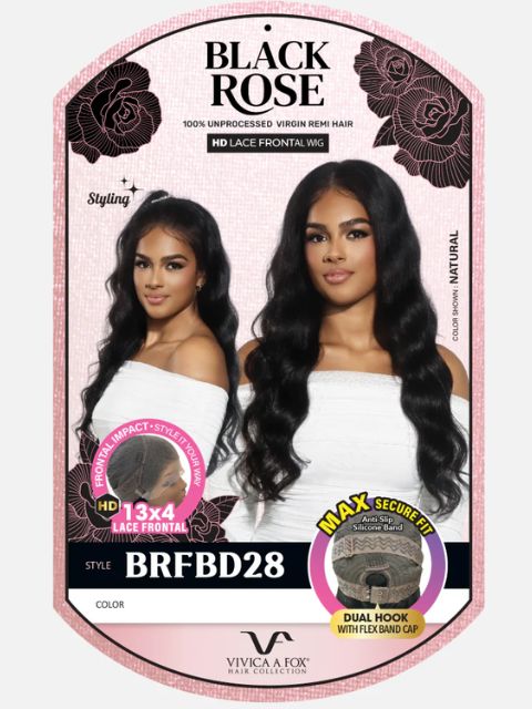 Vivica A Fox Black Rose 100% Human Hair 13x4 HD Lace Front Wig - (BRFBD28) BODY WAVE 28"