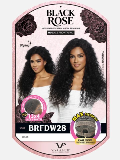 Vivica A Fox Black Rose 100% Human Hair 13x4 HD Lace Front Wig -(BRFDW28) DEEP WAVE 28"