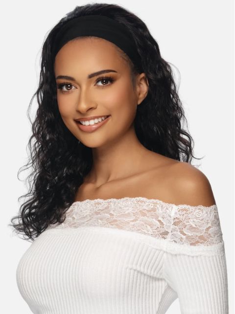 Vivica A Fox Black Rose 100% Unprocessed Human Hair HeadBand Wig- DEEP CURL 18" (BRHB412)