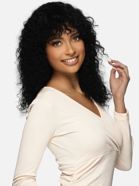 Vivica A Fox Black Rose 100% Human Hair Wet and Wavy HD Lace Full Wig- BOHEMIAN WITH BANG" (BRW415-416)