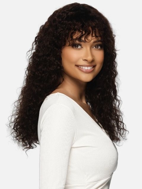 Vivica A Fox Black Rose 100% Human Hair Wet and Wavy HD Lace Full Wig- WATER CURL WITH BANG 20" (BRW417)