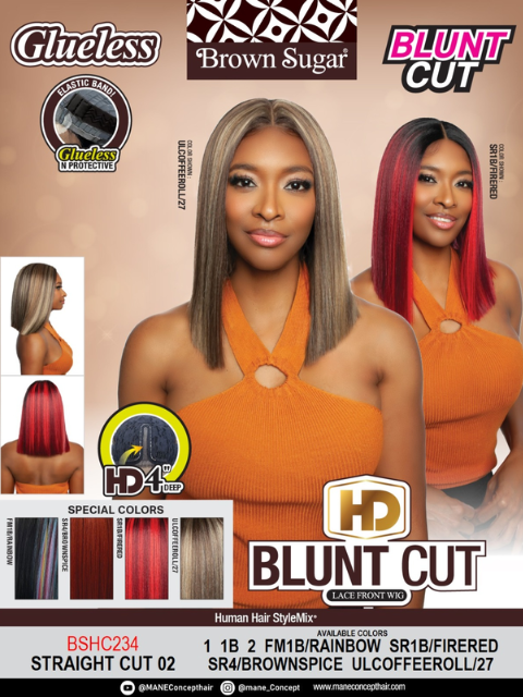 Mane Concept Brown Sugar HD Blunt Cut Lace Front Wig - BSHC234 STRAIGHT CUT 02