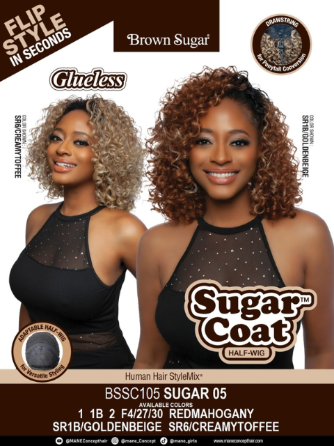 Mane Concept Brown Sugar Glueless Sugar Coat BSSC105 SUGAR 05 Half Wig