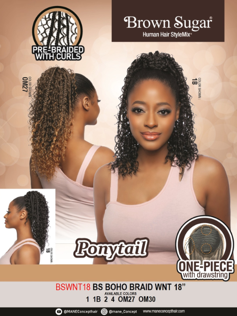 Mane Concept Brown Sugar Ponytail- BSWNT18- BS BOHO BRAID WNT 18"