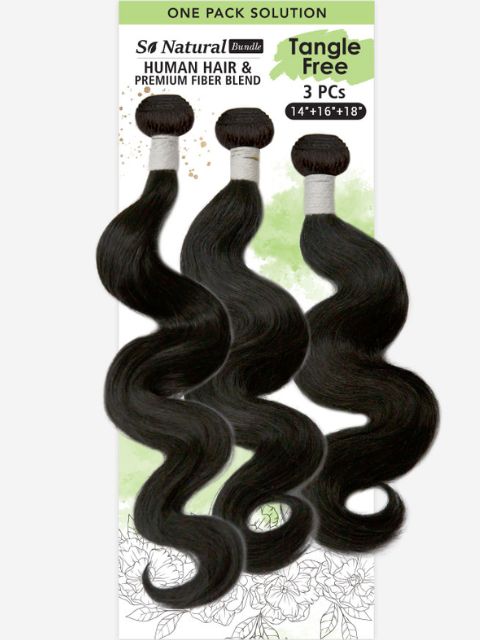 R&B Collection So Natural Bundle Human Hair Blend One Pack Solution BUNDLE BODY WAVE (3pcs) "