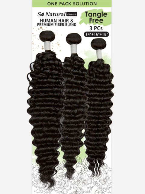 R&B Collection So Natural Bundle Human Hair Blend One Pack Solution BBUNDLE DEEP WAVE (3pcs) "
