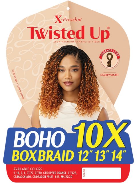 [VALUE PACK] Outre X-Pression Twisted Up Crochet Braid 10X BOHO BOX BRAID 12"13"14"-10pcs