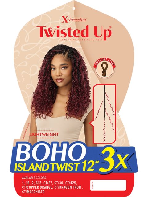 [VALUE PACK] Outre X-Pression Twisted Up Crochet Braid BOHO ISLAND TWIST 12" 3X - 10PCS