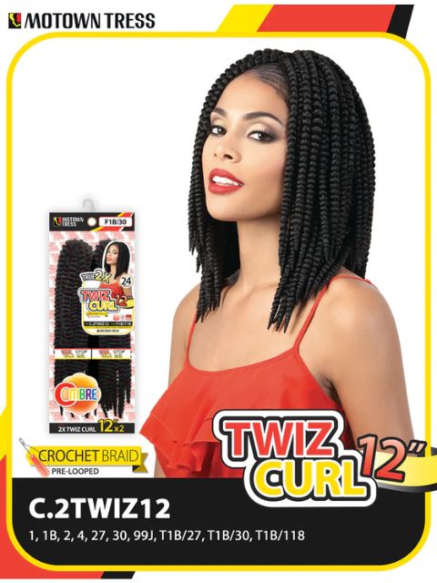 Motown Tress 2X TWIZ CURL 12" (C.2TWIZ12) Pre-looped Crochet Braid