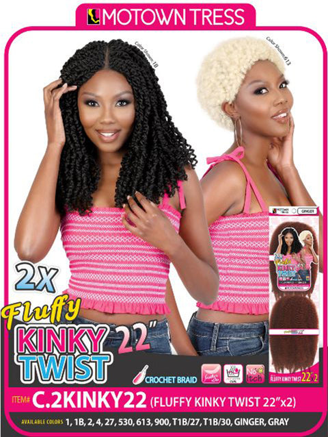 Motown Tress 2X FLUFFY KINKY TWIST 22" Crochet Braid (C.2KINKY22)