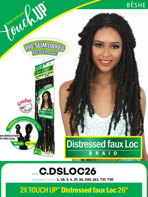 Beshe Belle & Brad 2X Touch Up DISTRESSED FAUX LOCS 26 Crochet Braid (C.DSLOC26)