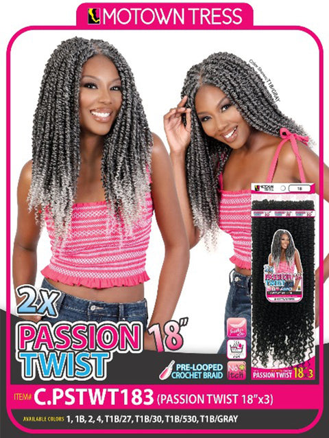 Motown Tress 3X PASSION TWIST Crochet Braid 18" C.PSTWT183