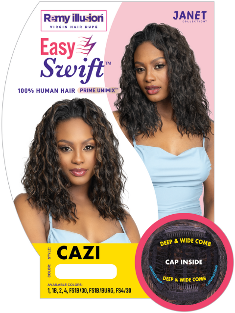 Janet Collection Human Hair Remy Illusion  Easy N Swift Wig-PRIME UNIMIX CAZI