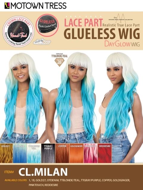 Motown Tress Premium Collection Day Glow Crown Lace Part Glueless CL.MILAN" Wig