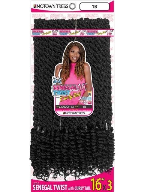 Motown Tress 3X SENEGAL TWIST 16" with CURLY TAIL (C.SNCOI163) Pre-looped Crochet Braid