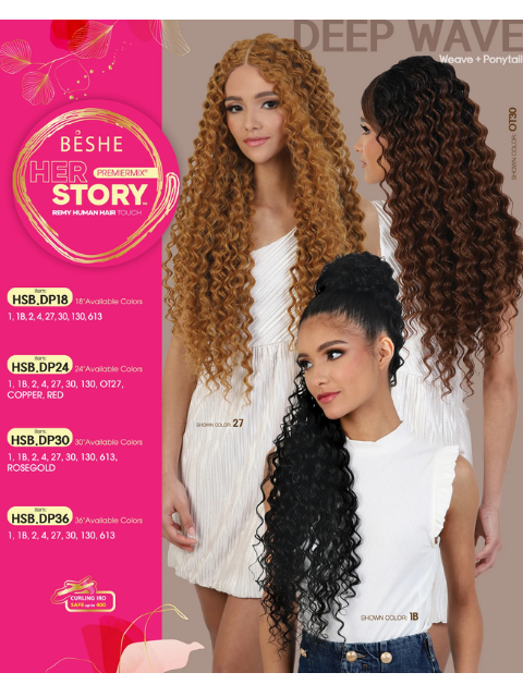 Beshe Her Story Remy Human Hair Touch Weave (HSB.DP30~HSB.DP36) -DEEP WAVE