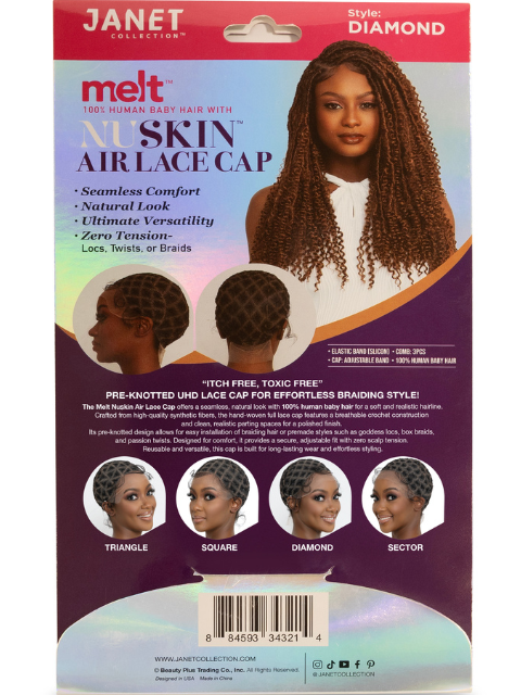 Janet Collection melt 100% Human Baby Hair Nuskin Air Lace Cap