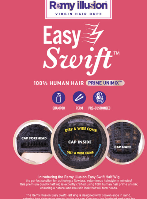 Janet Collection Remy Illusion 100% Human Hair Mix Easy N Swift Half Wig - DOHA  *SALE