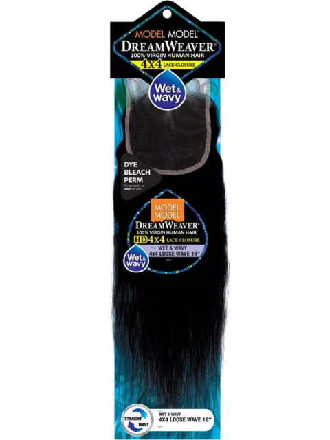 Model Model DreamWeaver 100% Human Hair 4x4 Wet and Wavy LOOSE WAVE Closure