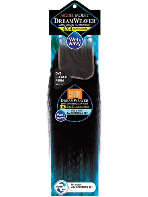 Model Model DreamWeaver 100% Human Hair 4x4 Wet and Wavy BOHEMIAN Closure