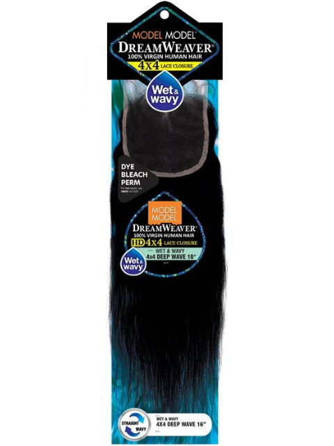 Model Model DreamWeaver 100% Human Hair 4x4 Wet and Wavy DEEP WAVE Closure