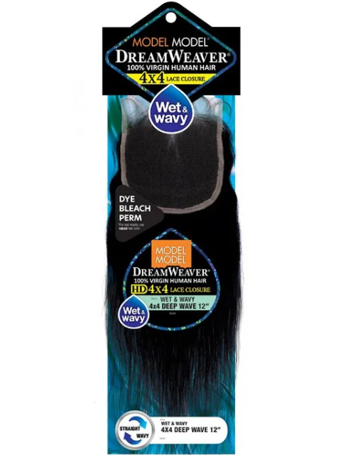 Model Model DreamWeaver 100% Human Hair 4x4 Wet and Wavy DEEP WAVE Closure