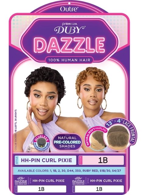 Outre Premium Duby Dazzle 100% Human Hair 13x4 HH-PIN CURL PIXIE" Lace Front Wig