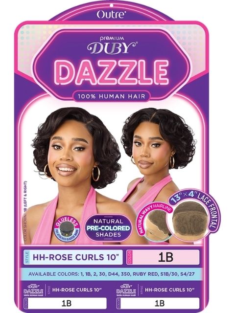 Outre Premium Duby Dazzle 100% Human Hair 13x4 HH-ROSE CURLS 10" Lace Front Wig