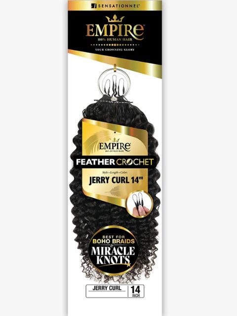 Sensationnel Empire Feather 100% Human Hair Crochet Braid JERRY CURL"