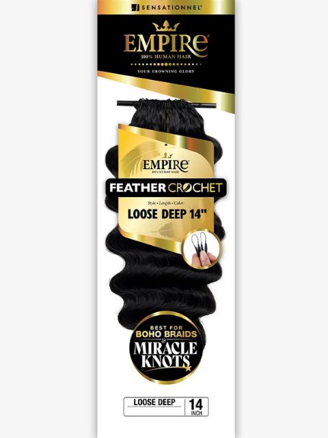 Sensationnel Empire Feather 100% Human Hair  Crochet Braid-LOOSE DEEP"