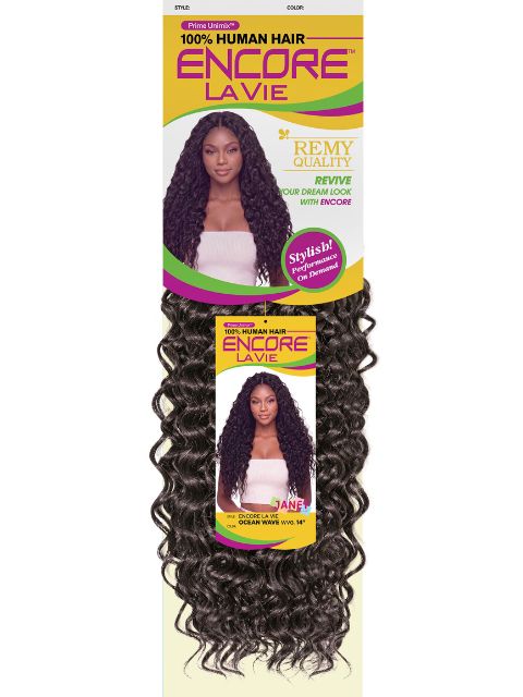 Janet Collection Human Hair Blend Encore Lavie Feather Crochet Knotless Braid Extension OCEAN WAVE" Weave (ELOWW)