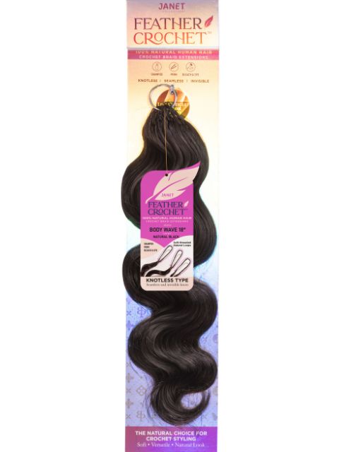 Janet Collection 100% Human Hair Feather BODY WAVE 18" Crochet Braid Extension
