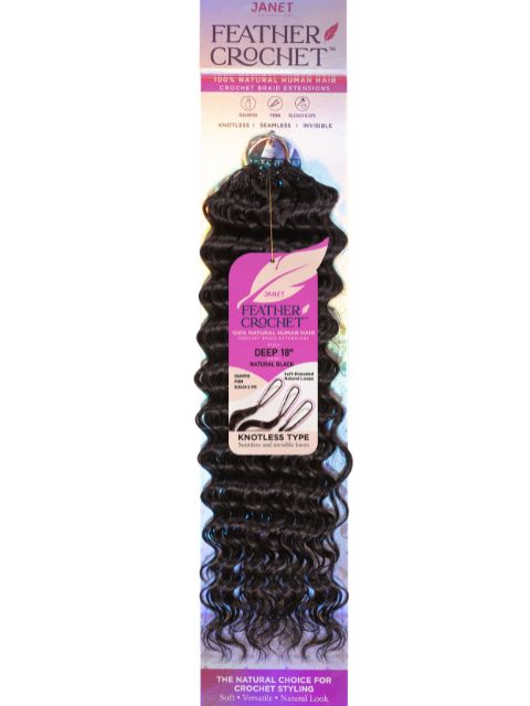 Janet Collection 100% Human Hair Feather DEEP 18" Crochet Braid Extension