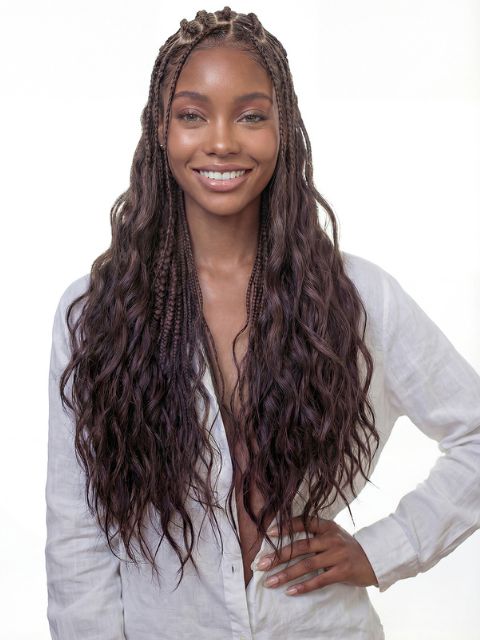 Janet Collection Human Hair Blend Encore Lavie Feather Crochet Knotless BODY WAVE 18" Braid Extension