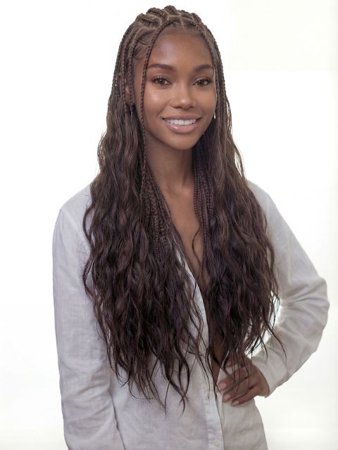 Janet Collection Human Hair Blend Encore Lavie Feather Crochet Knotless BODY WAVE 18" Braid Extension