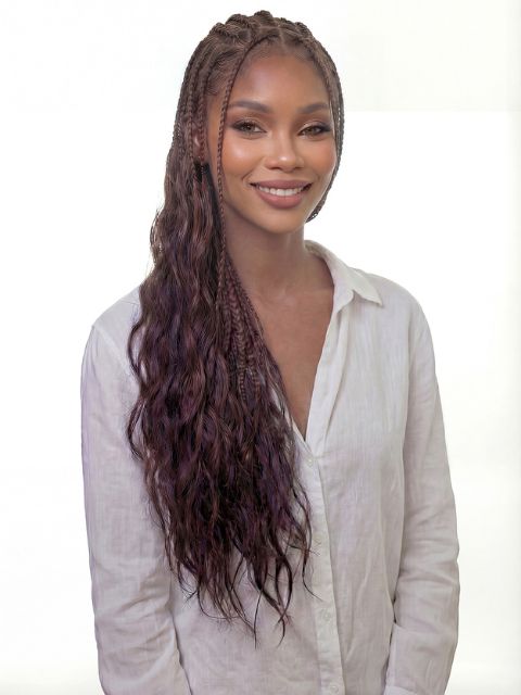 Janet Collection Human Hair Blend Encore Lavie Feather Crochet Knotless BODY WAVE 18" Braid Extension