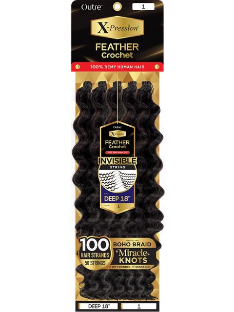 Outre X-Pression 100% Remy Human Hair Feather Crochet Braid(Pre-Loop)- DEEP"