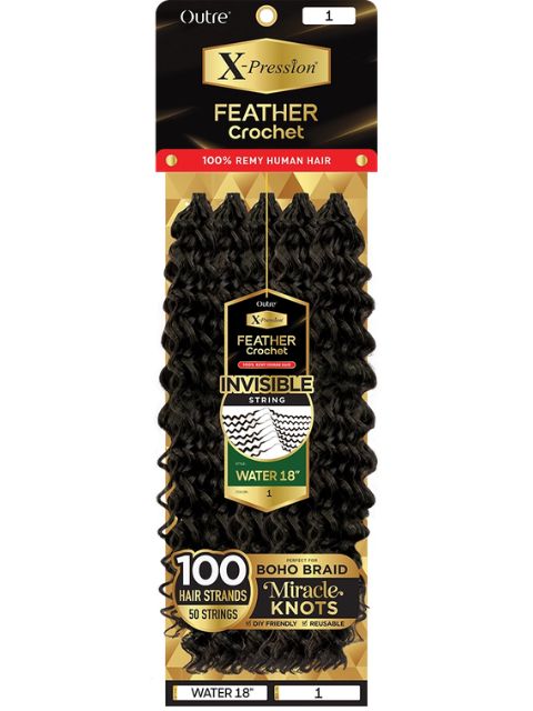 Outre X-Pression 100% Remy Human Hair Feather (Pre-Loop) Crochet Braid WATER"