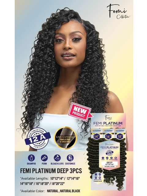 Femi Collection 12A Grade 100% Human Hair  PLATINUM DEEP 3PCS" Multi Pack Weave