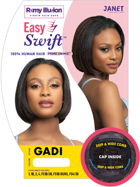 Janet Collection Human Hair Remy Illusion  Easy N Swift Wig-PRIME UNIMIX GADI