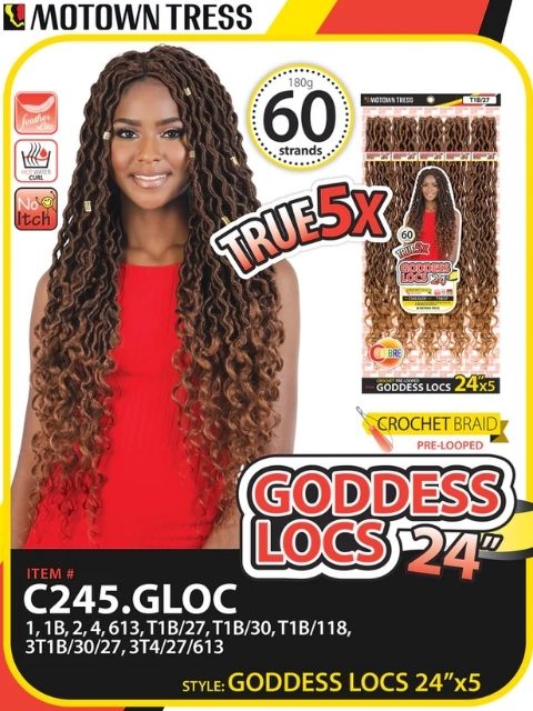 Motown Tress Pre-Loop 5X GODDESS LOCS" Crochet Bulk  Braid