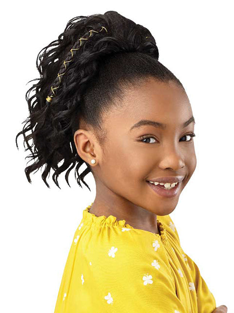 Outre Lil Looks Premium Synthetic Drawstring Ponytail - GOLD ACCENTED NATURAL WAVE 12