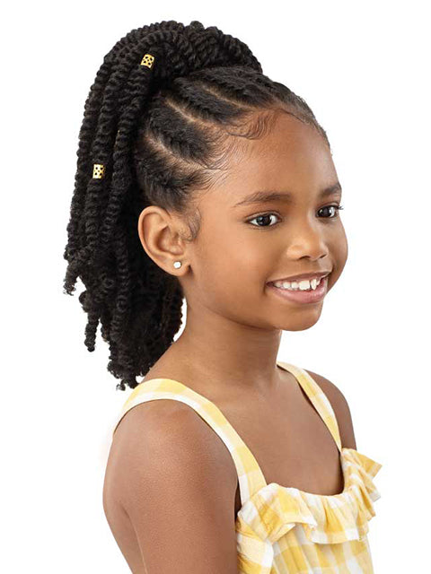 Outre Lil Looks Premium Synthetic Drawstring Ponytail - GOLD CUFFED BOMB TWISTS 12