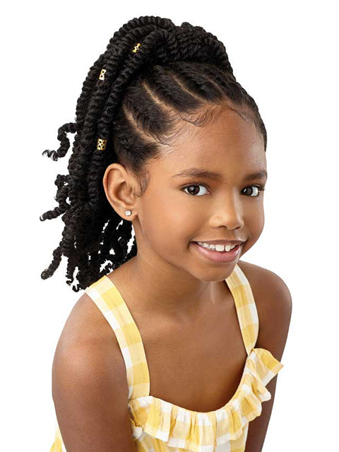 Outre Lil Looks Premium Synthetic Drawstring Ponytail - GOLD CUFFED BOMB TWISTS 12