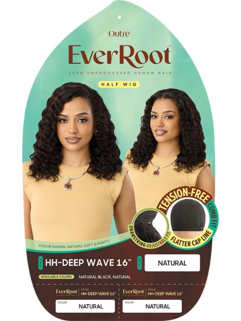 Outre EverRoot 100% Unprocessed Human Hair HH-DEEP WAVE 16" Half Wig