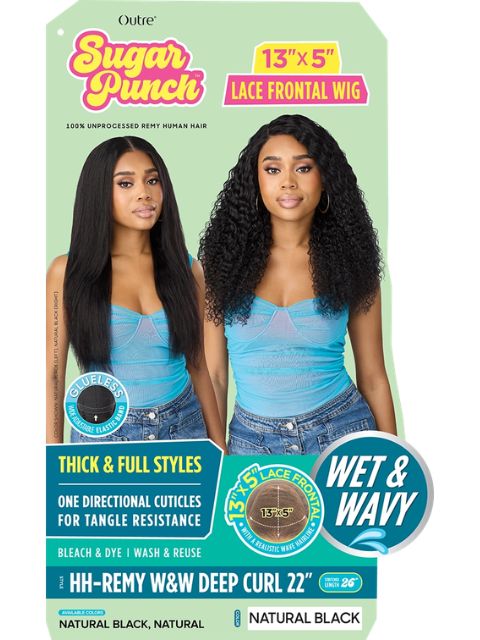 Outre SugarPunch 100% Unprocessed Human Hair 13X5 HH REMY W&W DEEP CURL 22" Lace Front Wig